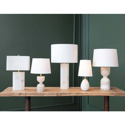 Stella Alabaster Table Lamp by Regina Andrew in neutral and natural stone. Made from alabaster in a transitional style.