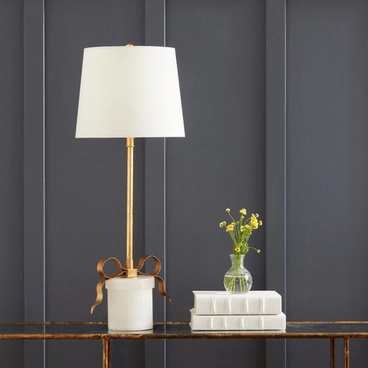 Ribbon Table Lamp by Regina Andrew in natural stone, gold leaf. Made from alabaster in a modern style.
