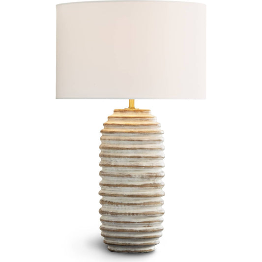 Carmel Lamp by Regina Andrew in white and white. Made from birch wood in a rustic style.