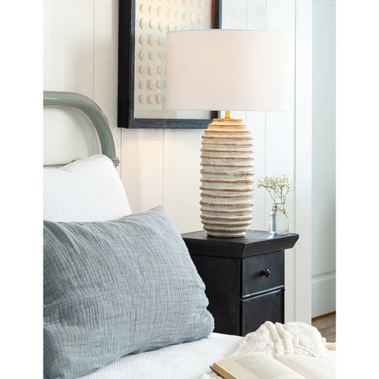 Carmel Lamp by Regina Andrew in white and white. Made from birch wood in a rustic style.