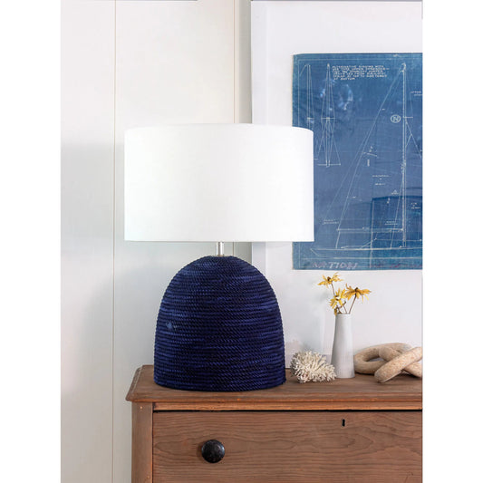 Manuka Table Lamp by Regina Andrew in indigo. Made from rope in a rustic style.