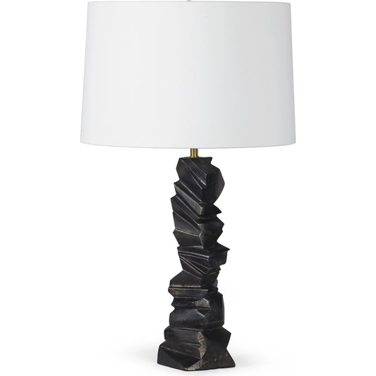 Gallerie Table Lamp by Regina Andrew in black and blacken zinc. Made from aluminum in a modern style.
