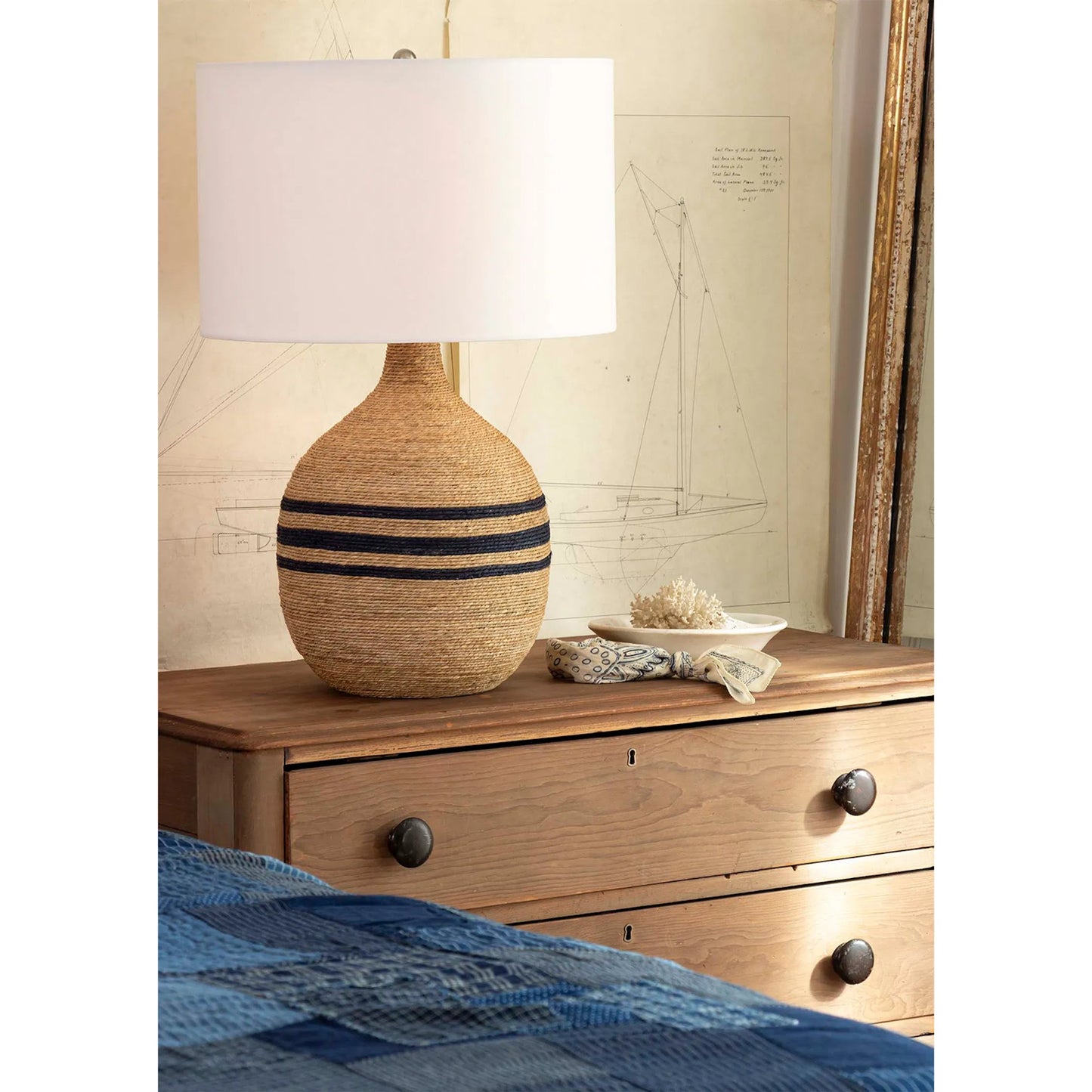 000 SI-2262612 | Lifestyle | Maren Table Lamp by Regina Andrew in natural, navy. Made from rope in a rustic style.