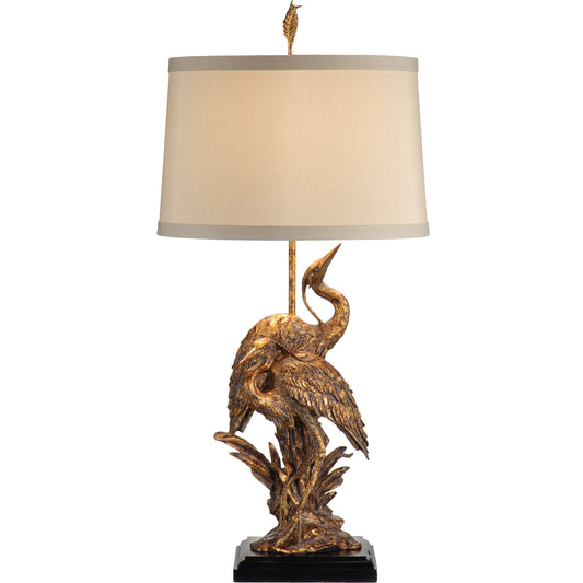 001 SR-385278 | Primary Silo | Egrets Lamp by Wildwood in old gold, espresso. Made from unique in a traditional style.