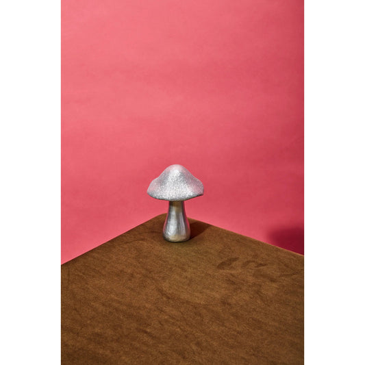Sparkle Mushroom Figurine 4 (Set of 4) by Accent Decor in silver. Made from plastic in a modern style.