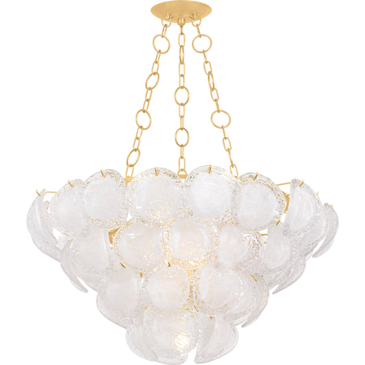 Cedar Hill Chandelier by Hudson Valley in vintage gold leaf. Made from unique in a unique style.