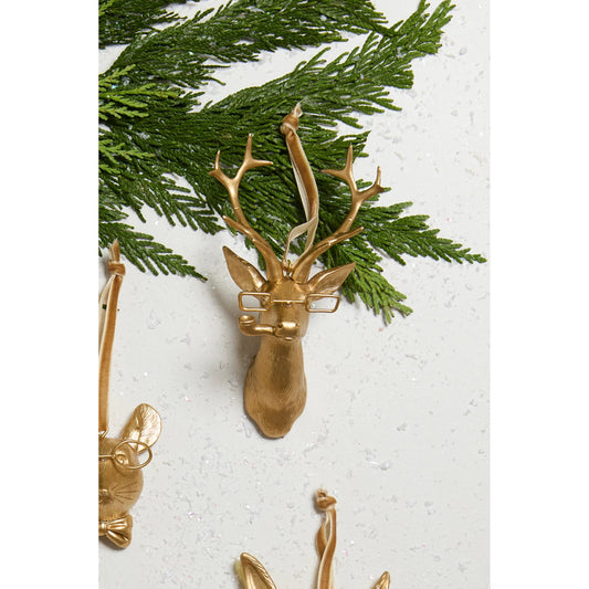 E+E Frankie Ornament 4 (Set of 4) by Accent Decor in gold. Made from resin in a unique style.