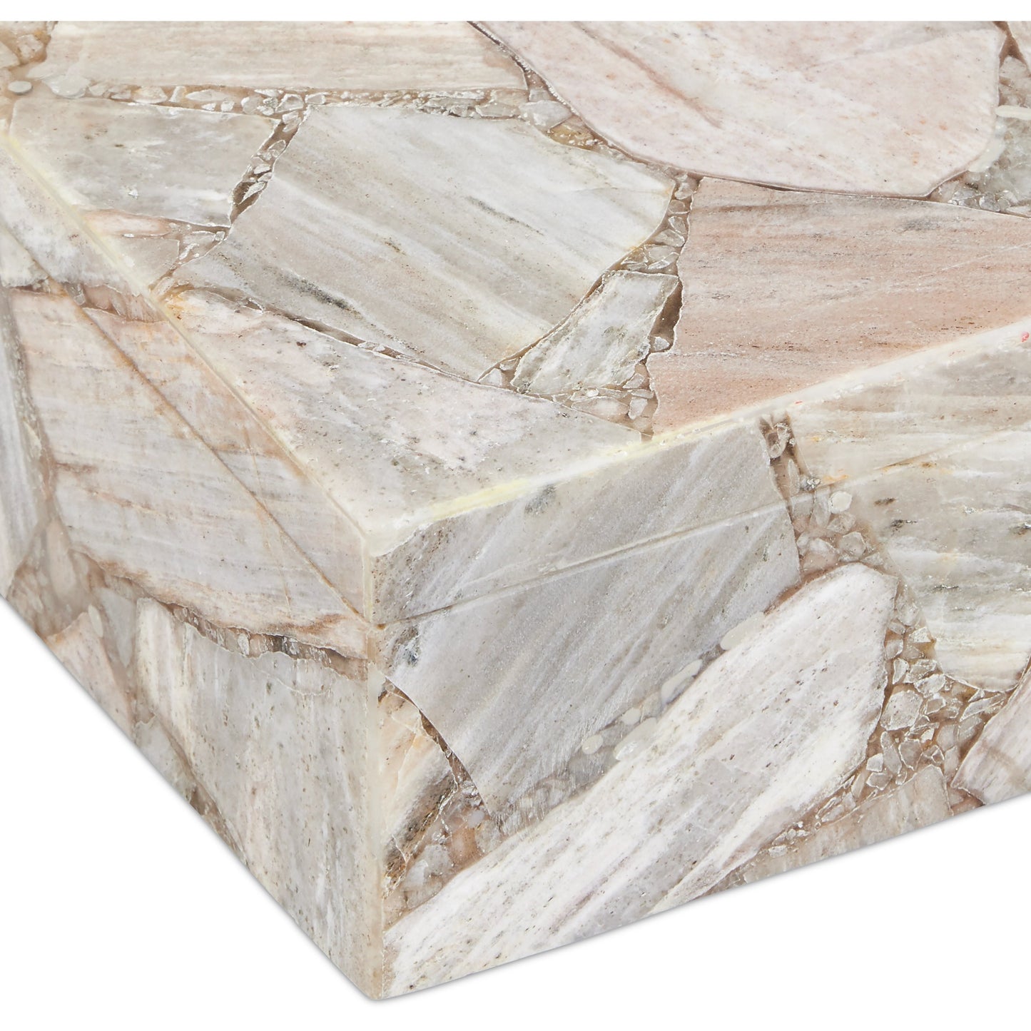 004 SI-2133969 | Closeup | Jossa Aventurine Box by Currey and Company in natural. Made from banded aventurine in a modern style.