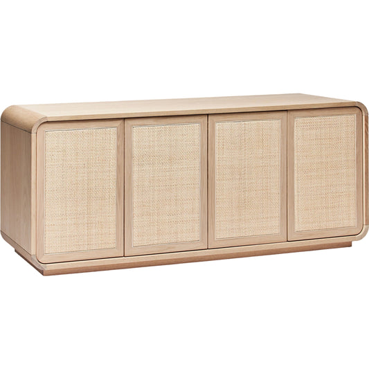 Marsh Credenza by Interlude Home in pale natural, blonde. Made from oak, rattan in a cottage & farmhouse style.