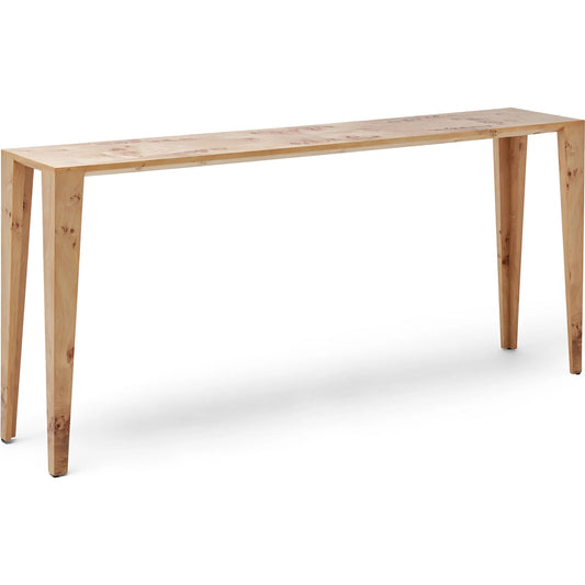 Sherwood Large Console by Interlude Home in light brown and canyon. Made from ash burl in a transitional style.