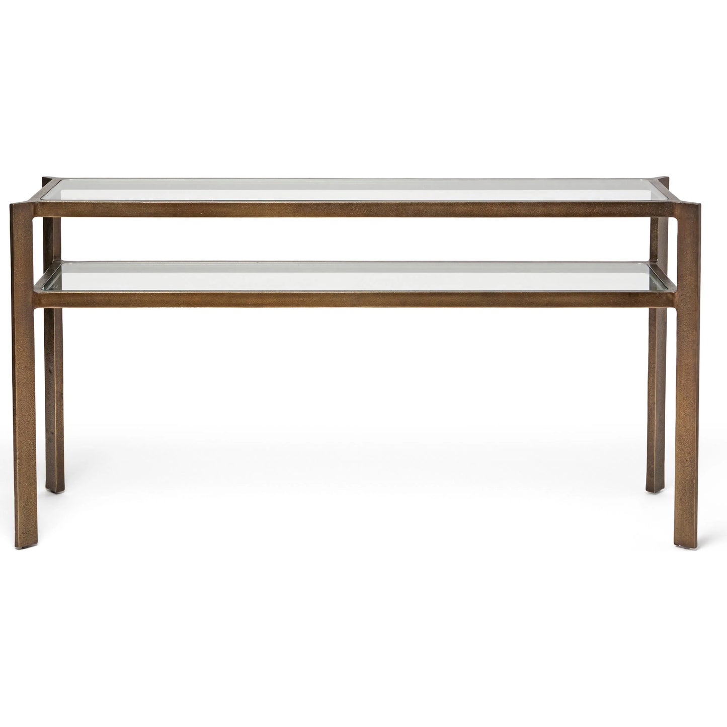 002 SI-2256500 | Additional Silo | Linley Console by Interlude Home in bronze and deep bronze, clear glass. Made from metal, glass in a unique style.