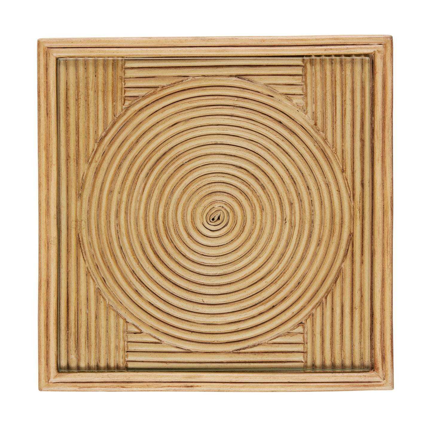 006 SI-2134068 | Additional Silo | Santos Accent Table by Currey and Company in sea sand, clear. Made from rattan, mahogany, glass in a transitional style.