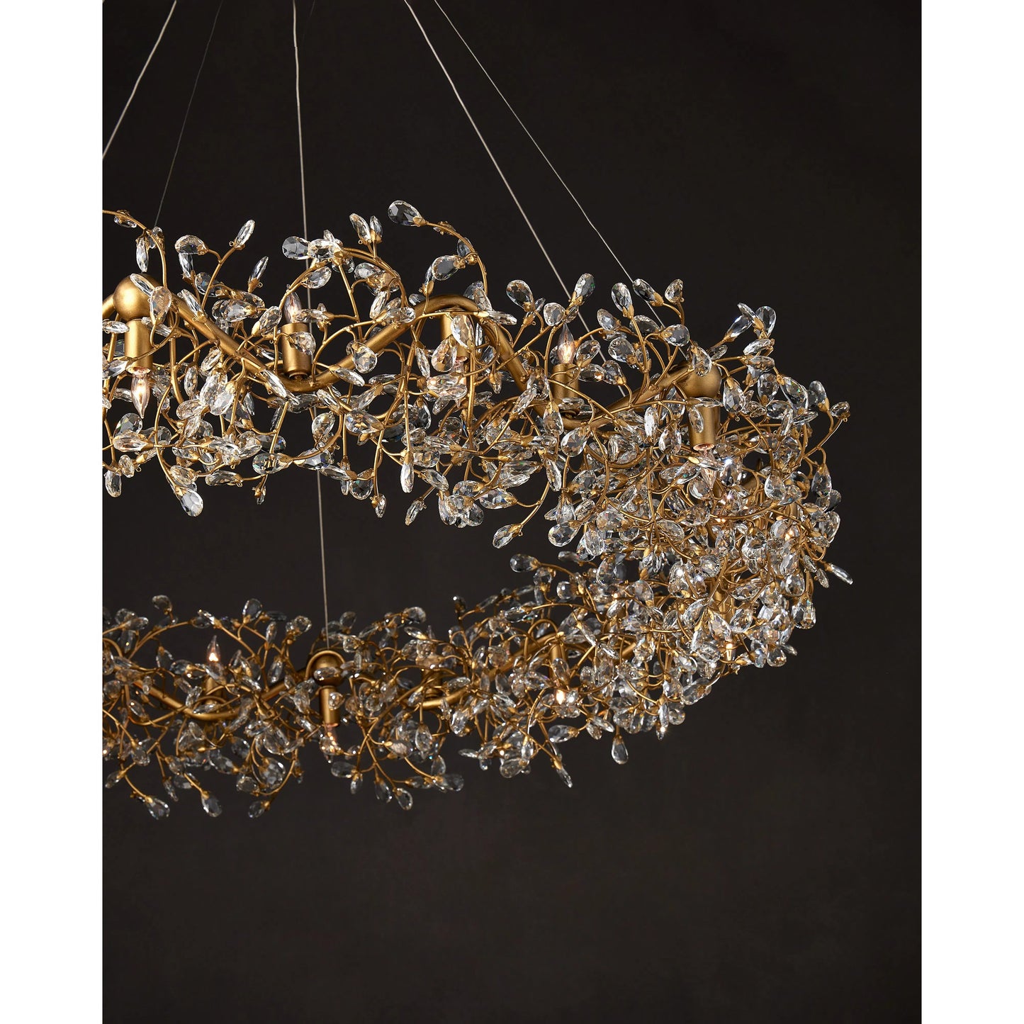 007 SI-2133893 | Lifestyle | Crystal Bud Ring Chandelier by Currey and Company in clear, brass. Made from crystal, wrought iron in a modern style.
