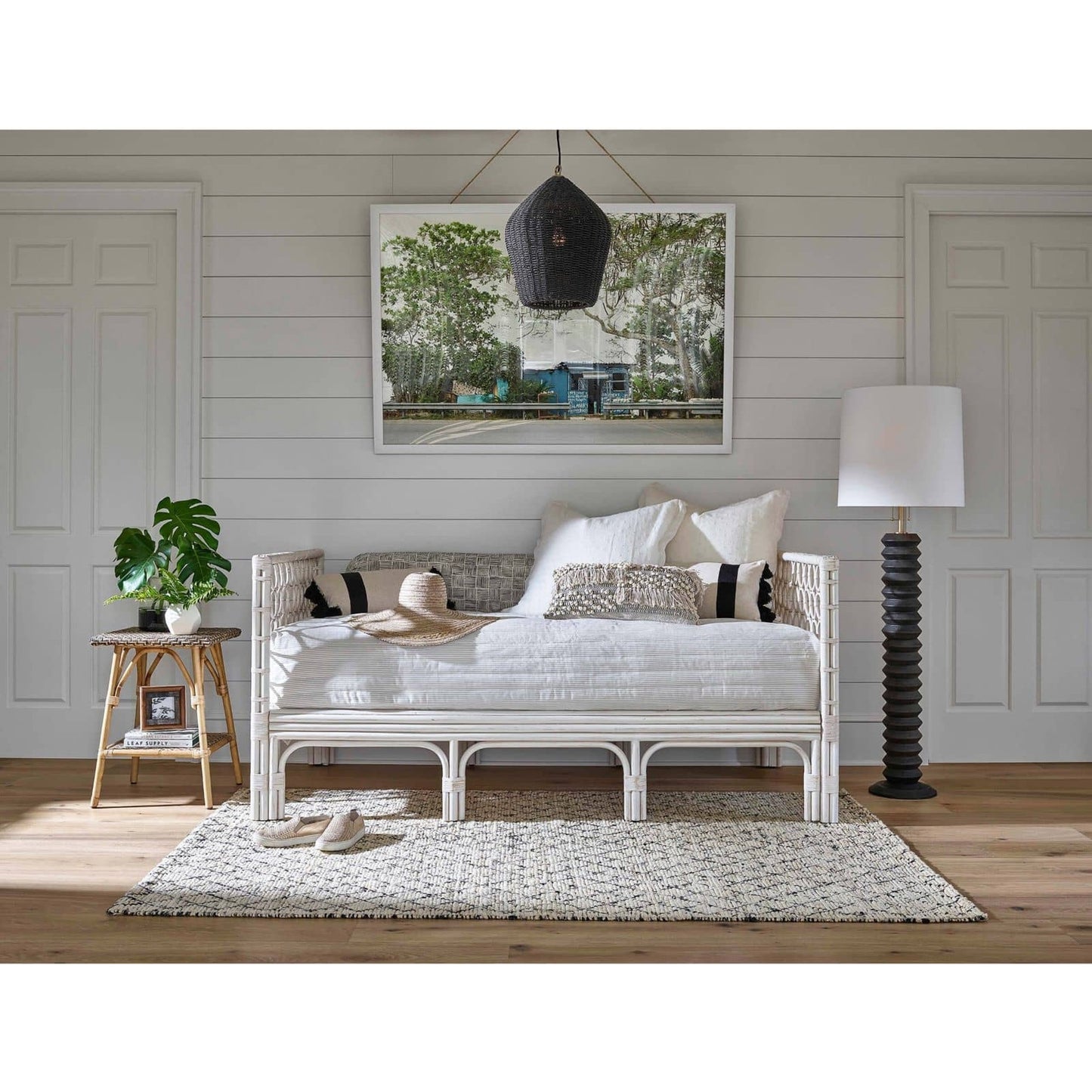 007 S-286676 | Lifestyle | Accordion Floor Lamp by Regina Andrew in ebony and ebony. Made from paulownia wood in a modern style.