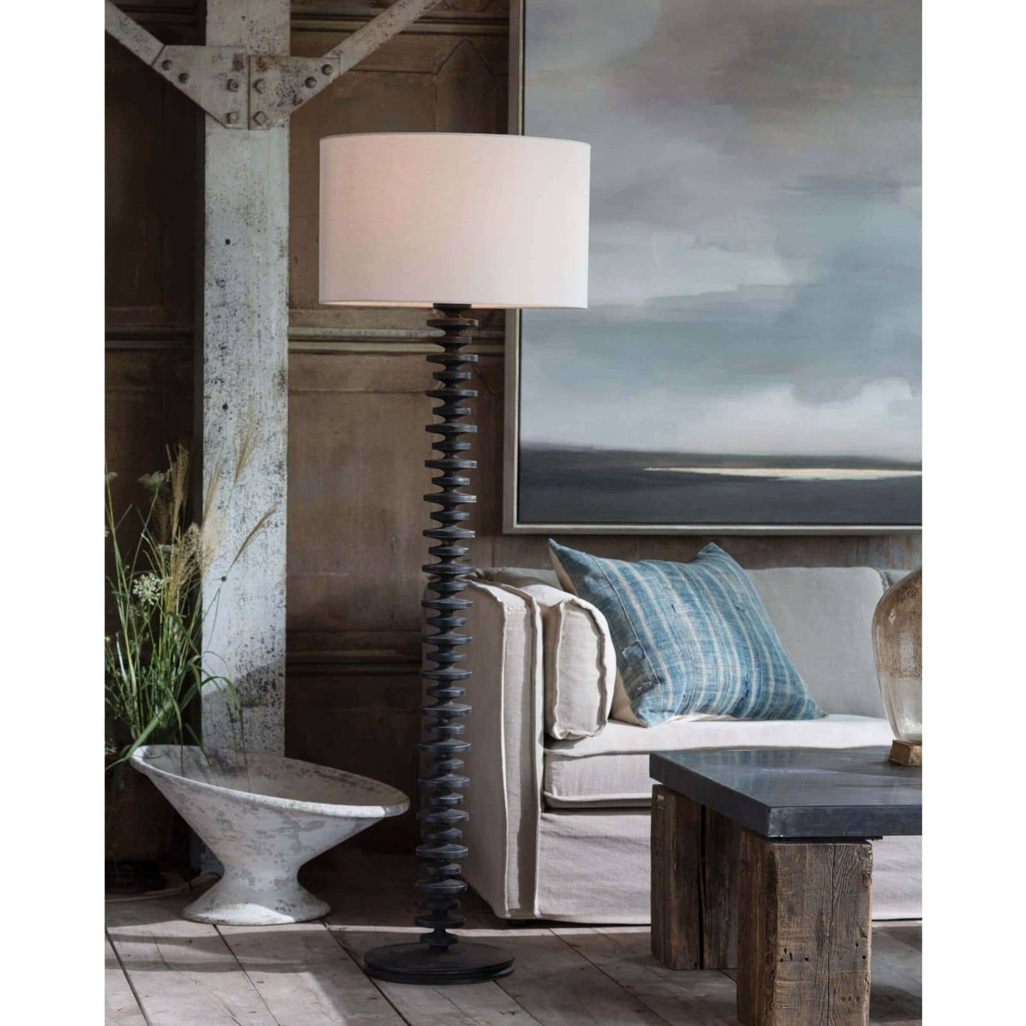 007 S-286901 | Lifestyle | Fishbone Floor Lamp by Regina Andrew in ebony and ebony. Made from birch wood in a cottage & farmhouse style.