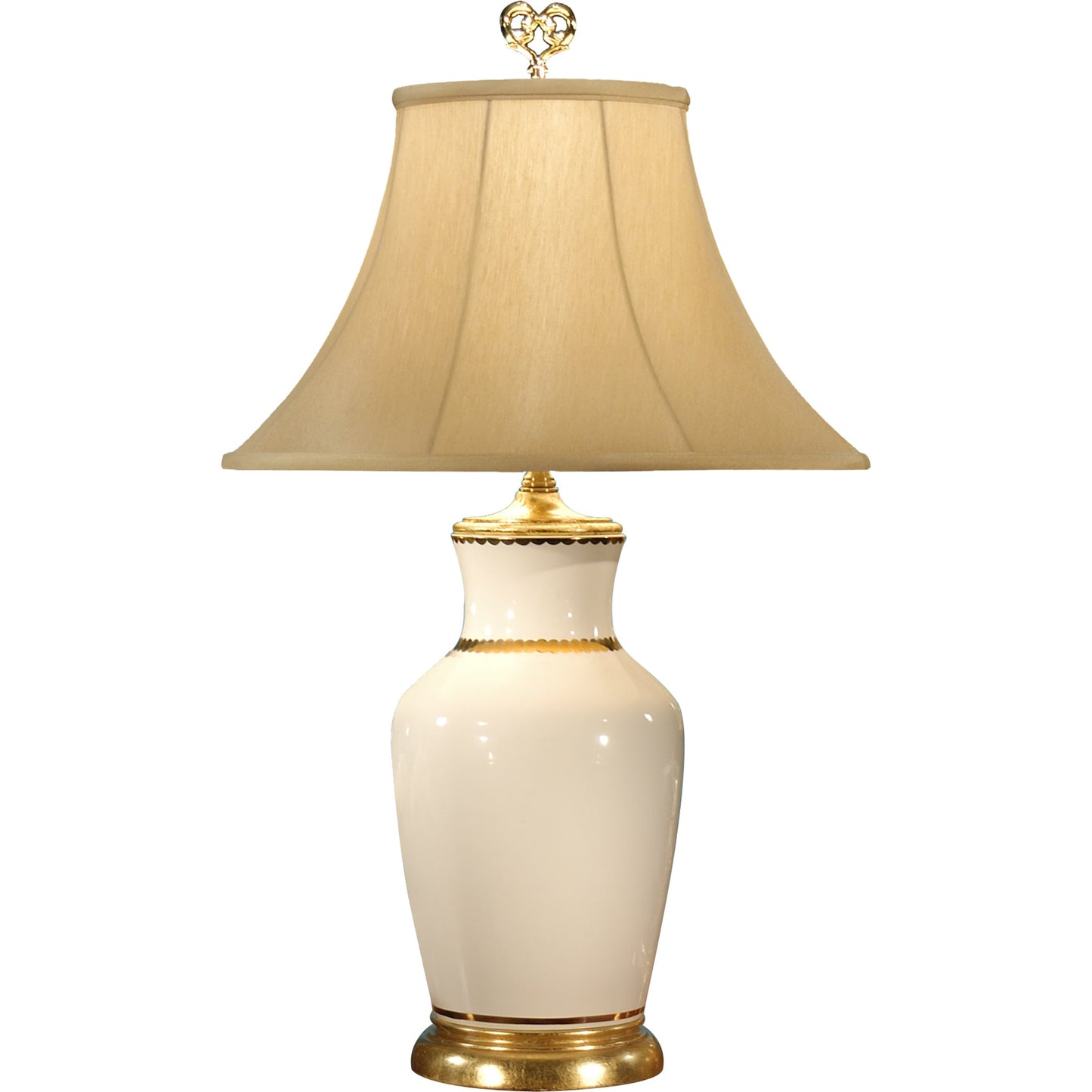 001 SR-386233 | Primary Silo | Presidential Lamp by Wildwood in hand painted, white glaze, gold. Made from ceramic, porcelain in a transitional style.