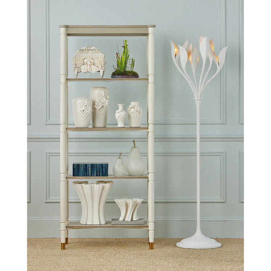 Godet Twist Vase by Currey and Company in white. Made from porcelain in a modern style.