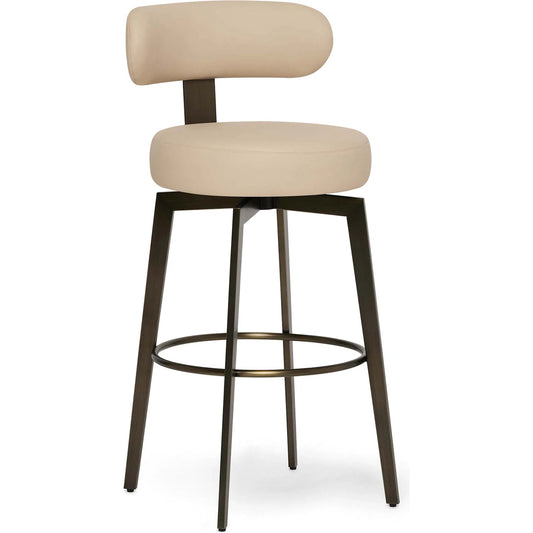Clermont Bar Stool by Interlude Home. Made from stainless steel, vegan leather in a modern style.