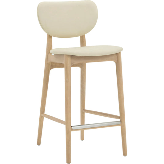 Stella Counter Stool by Interlude Home. Made from oak, vegan leather, metal in a transitional style.