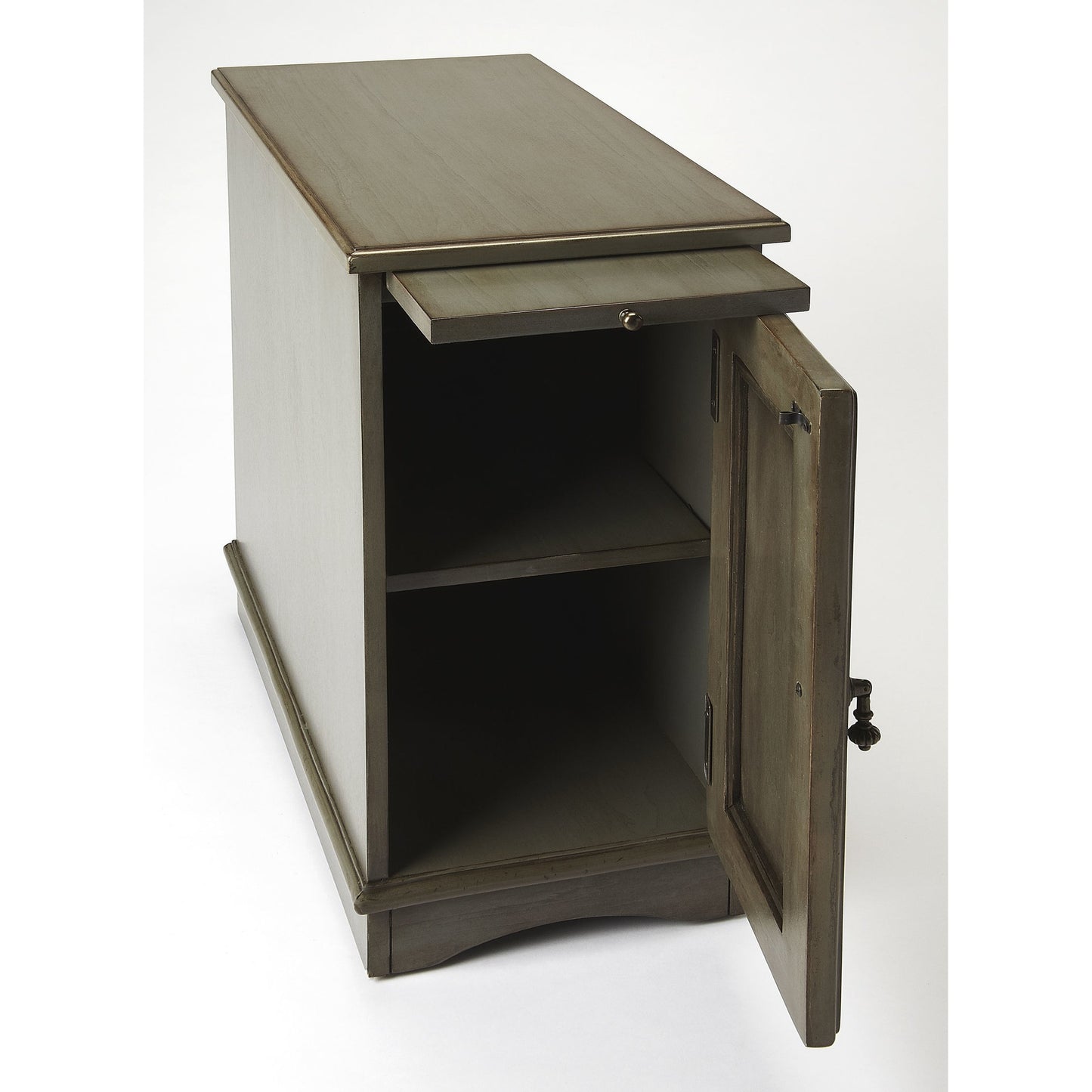 002 S-259924 | Additional Silo | Harling End Table by Butler Specialty Company in gray and silver satin. Made from poplar hardwood solids, mdf, cherry veneer in a cottage & farmhouse style.