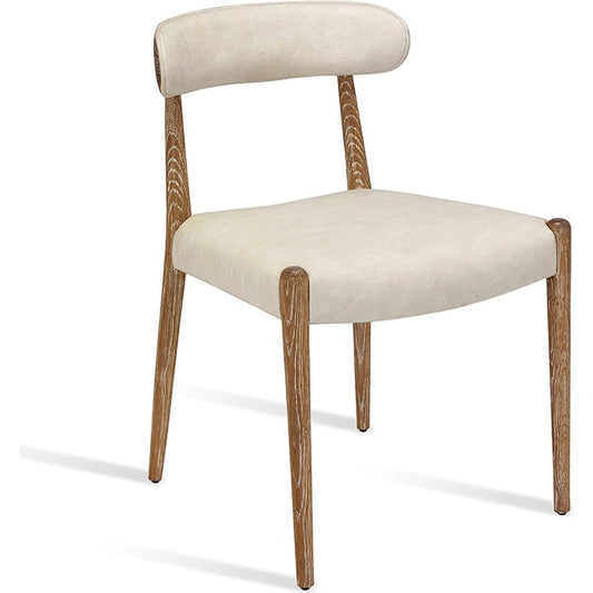 Adeline Dining Chair (Set of 2) by Interlude Home in whitewash oak, distressed cream. Made from wood, faux leather in a modern style.