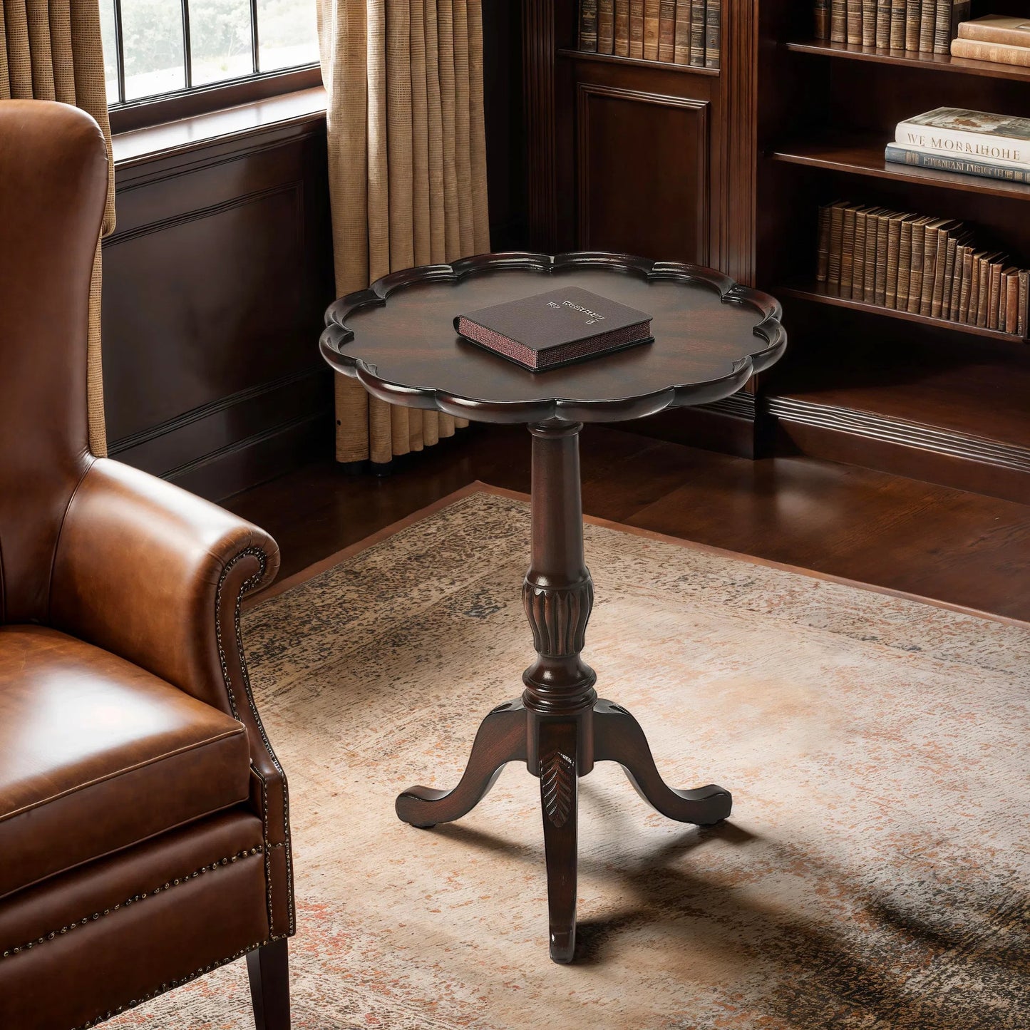 016 O-BUTLER-1482024 | Lifestyle | Dansby Pedestal Table by Butler Specialty Company. Made from rubberwood: 50%, oak veneers: 25%, mdf: 20%, resin: 5% in a traditional style.