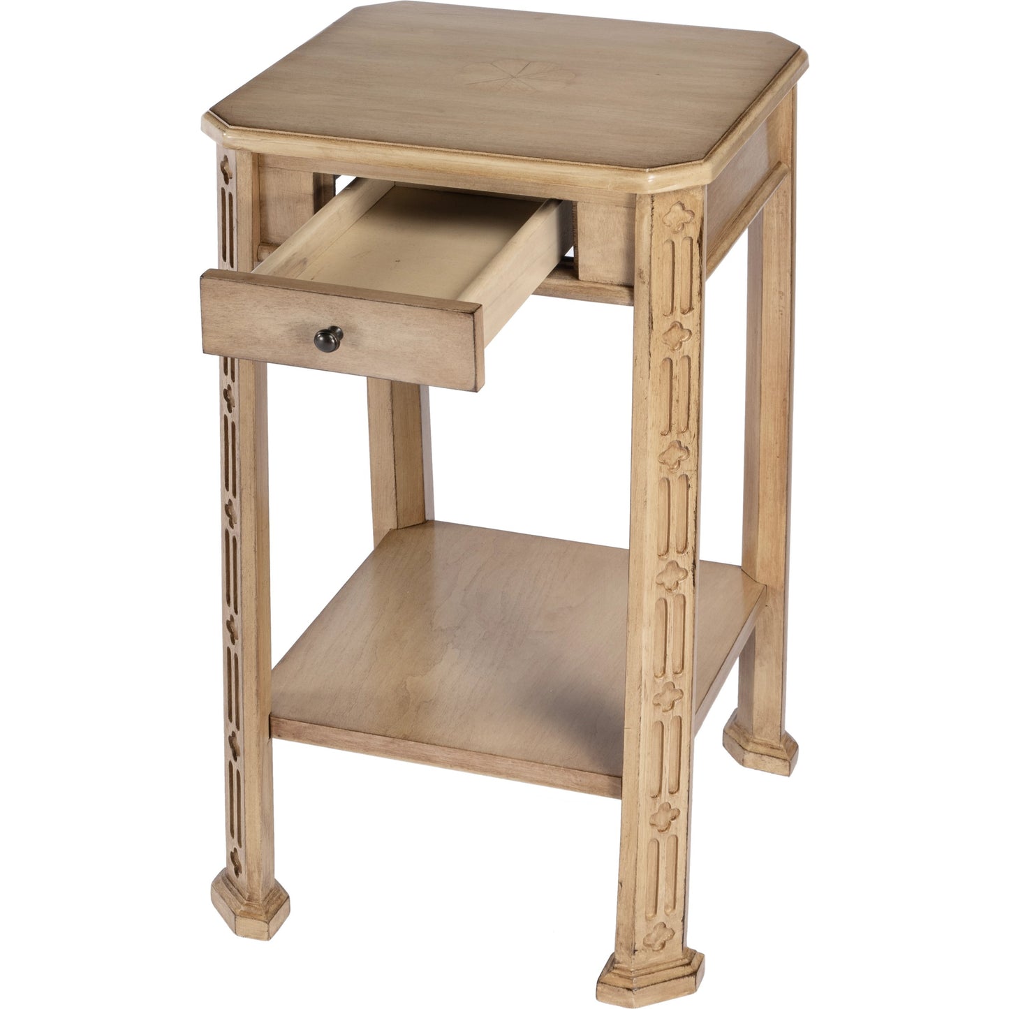 003 SI-2077689 | Additional Silo | Moyer Side Table with Storage by Butler Specialty Company in beige and antique beige. Made from rubberwood solids, mdf, cherry and maple veneers in a cottage & farmhouse style.