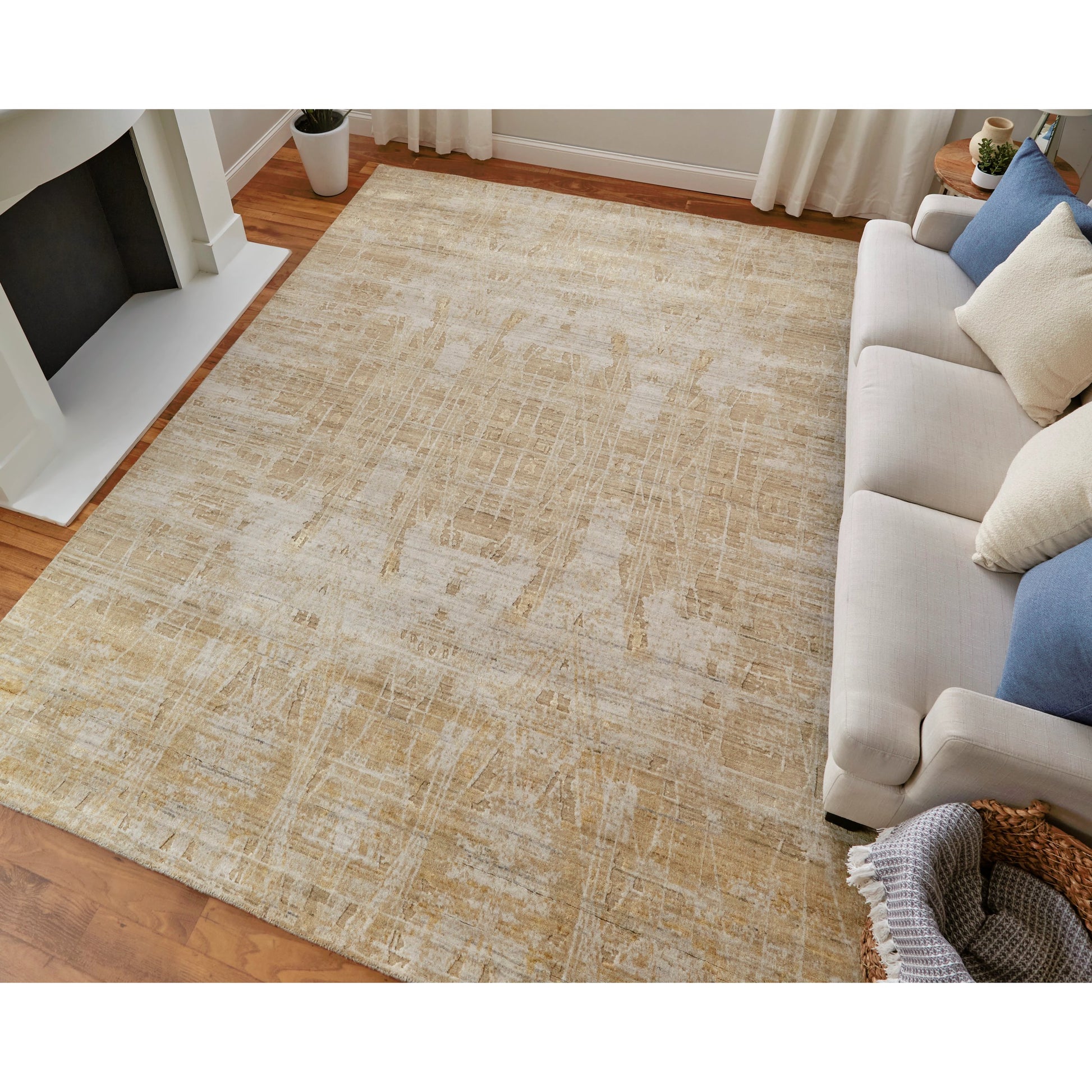 Eastfield Rug - EAS69FPF by Feizy in yellow, ivory, gold. Made from viscose, wool in a unique style.