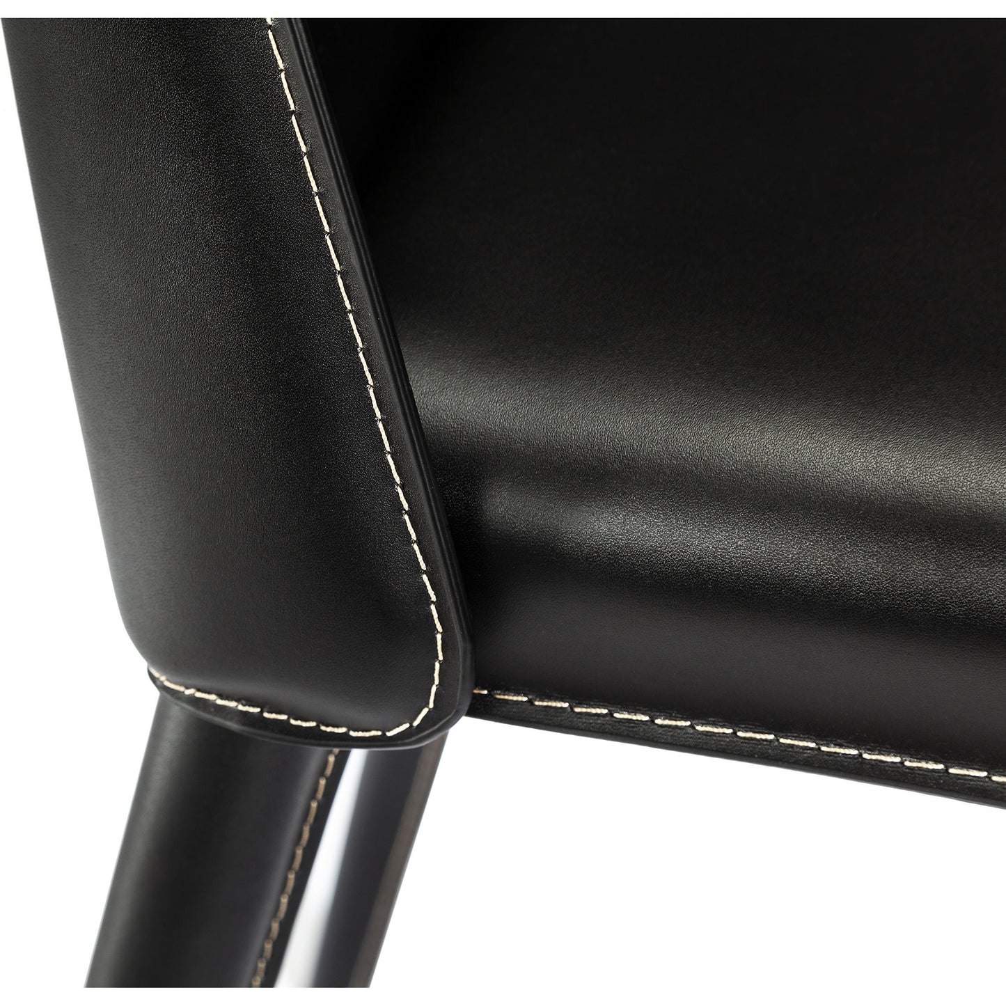 014 SR-760117 | Closeup | Malin Counter Stool by Interlude Home. Made from leather, stainless steel in a modern style.