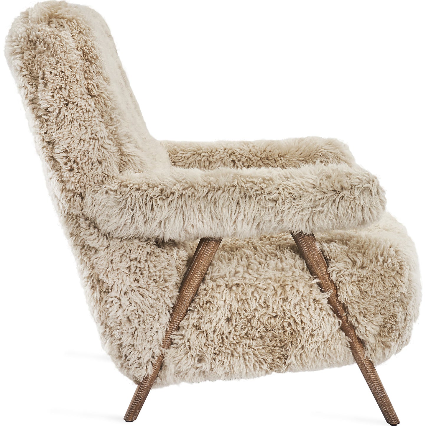 003 SI-1908822 | Additional Silo | Barrett Lounge Chair by Interlude Home in morel taupe. Made from ash, tibetan lambskin in a modern style.