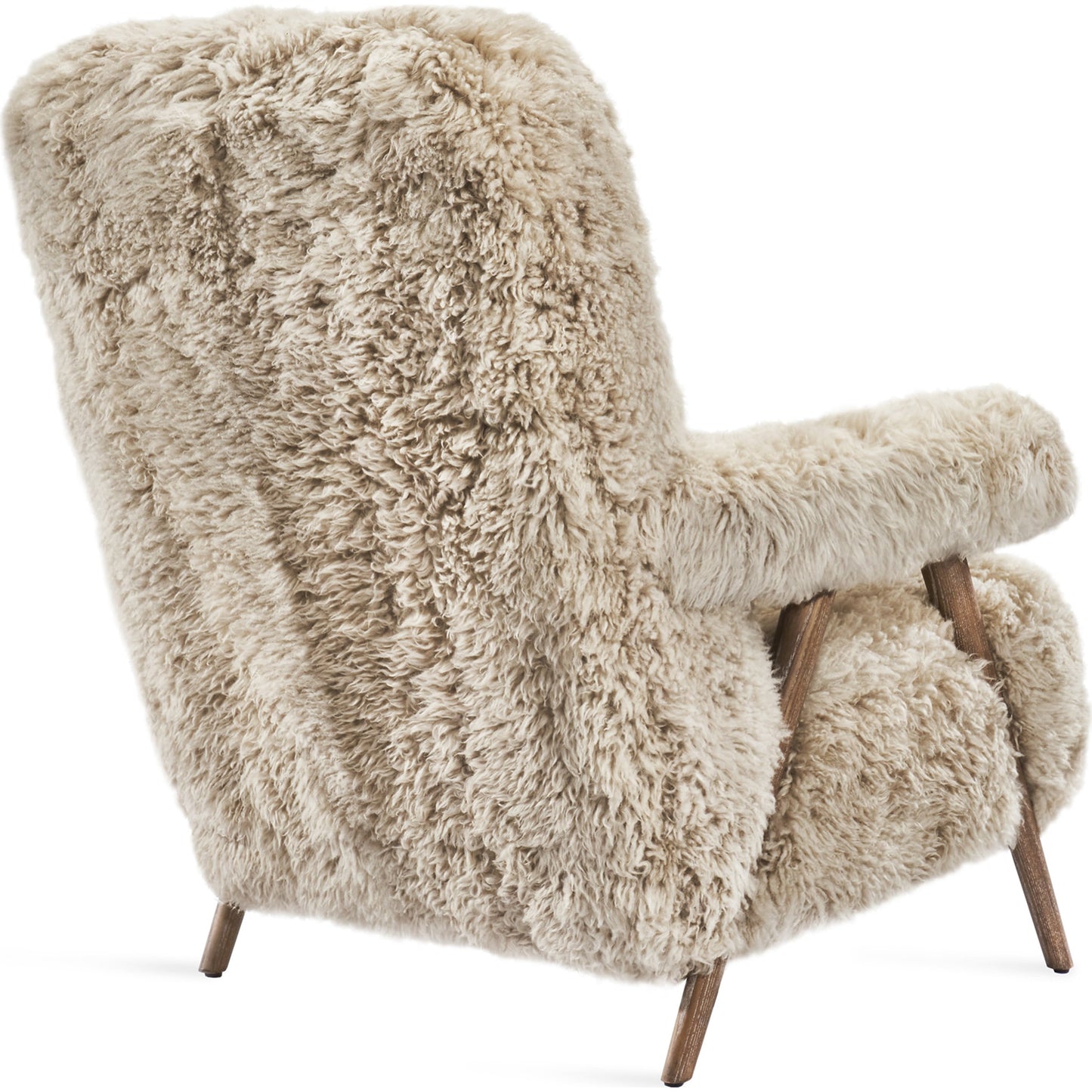 004 SI-1908822 | Additional Silo | Barrett Lounge Chair by Interlude Home in morel taupe. Made from ash, tibetan lambskin in a modern style.