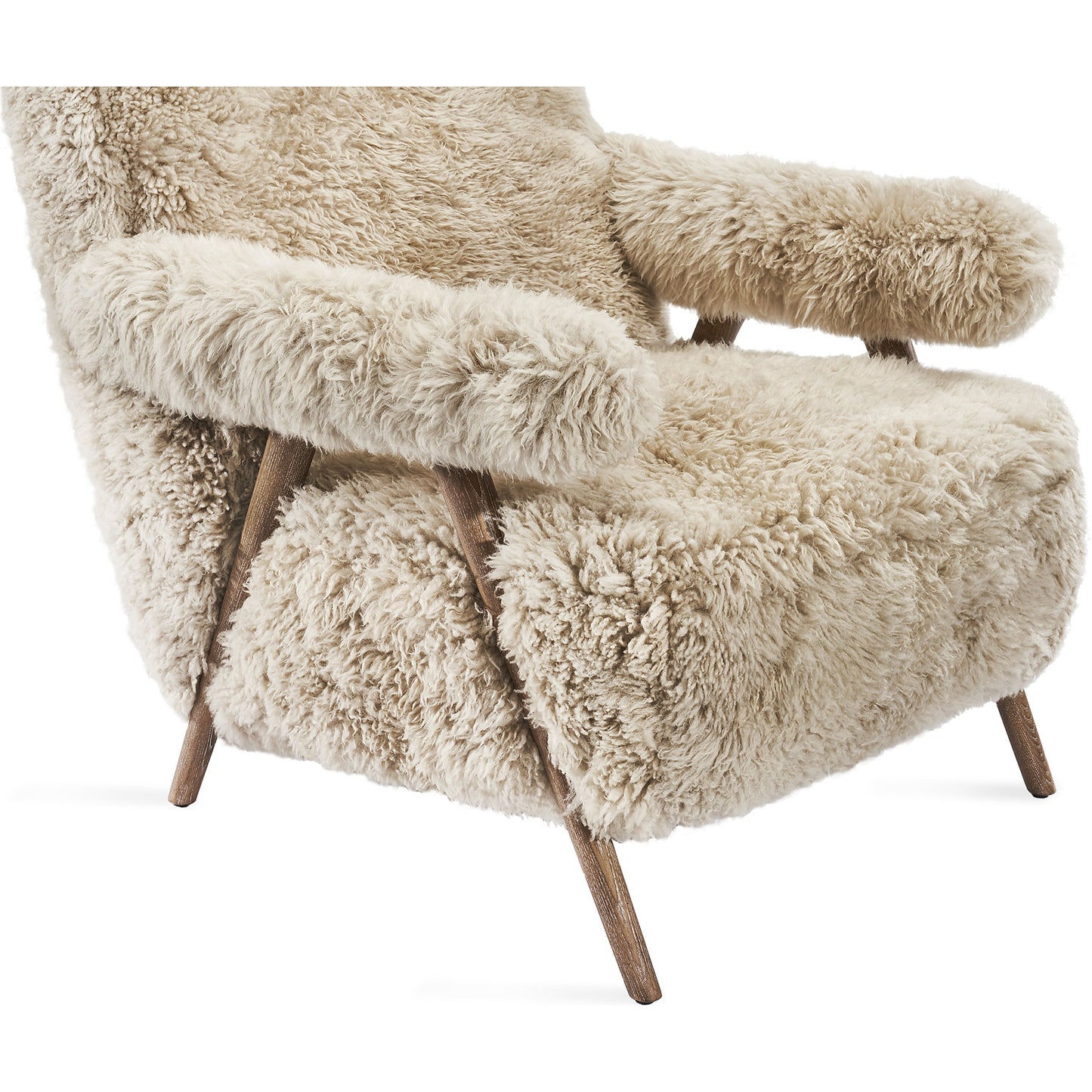 005 SI-1908822 | Additional Silo | Barrett Lounge Chair by Interlude Home in morel taupe. Made from ash, tibetan lambskin in a modern style.