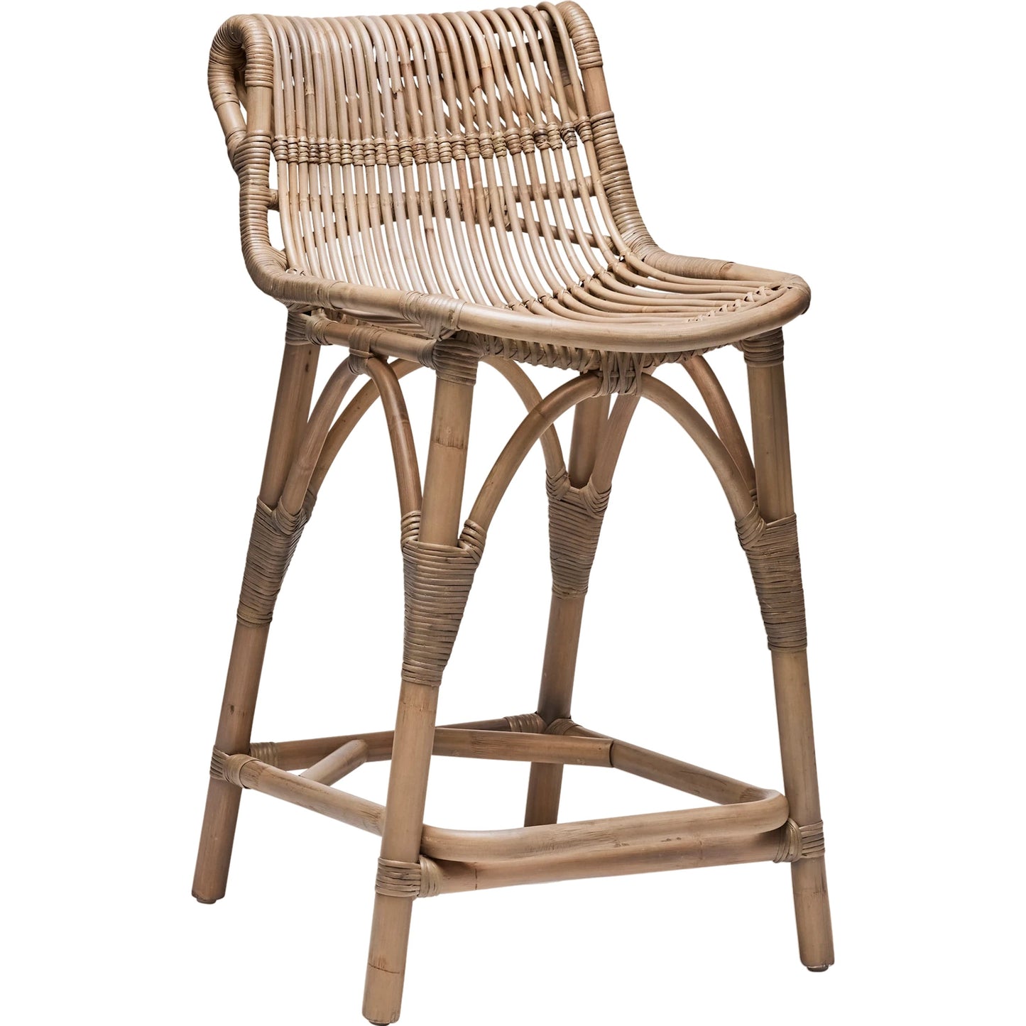 001 SI-2123009 | Additional Silo | Naples Counter Stool by Interlude Home in warm taupe. Made from rattan in a cottage & farmhouse style.