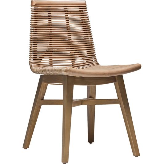 Sanibel Dining Chair (Set of 2) by Interlude Home in warm taupe. Made from rattan, mahogany in a cottage & farmhouse style.