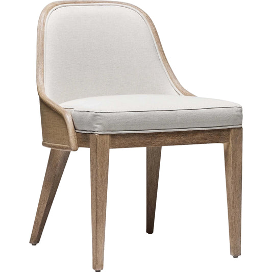 Siesta Dining Chair by Interlude Home in white ceruse, natural. Made from mahogany, raffia, flax weave in a modern style.