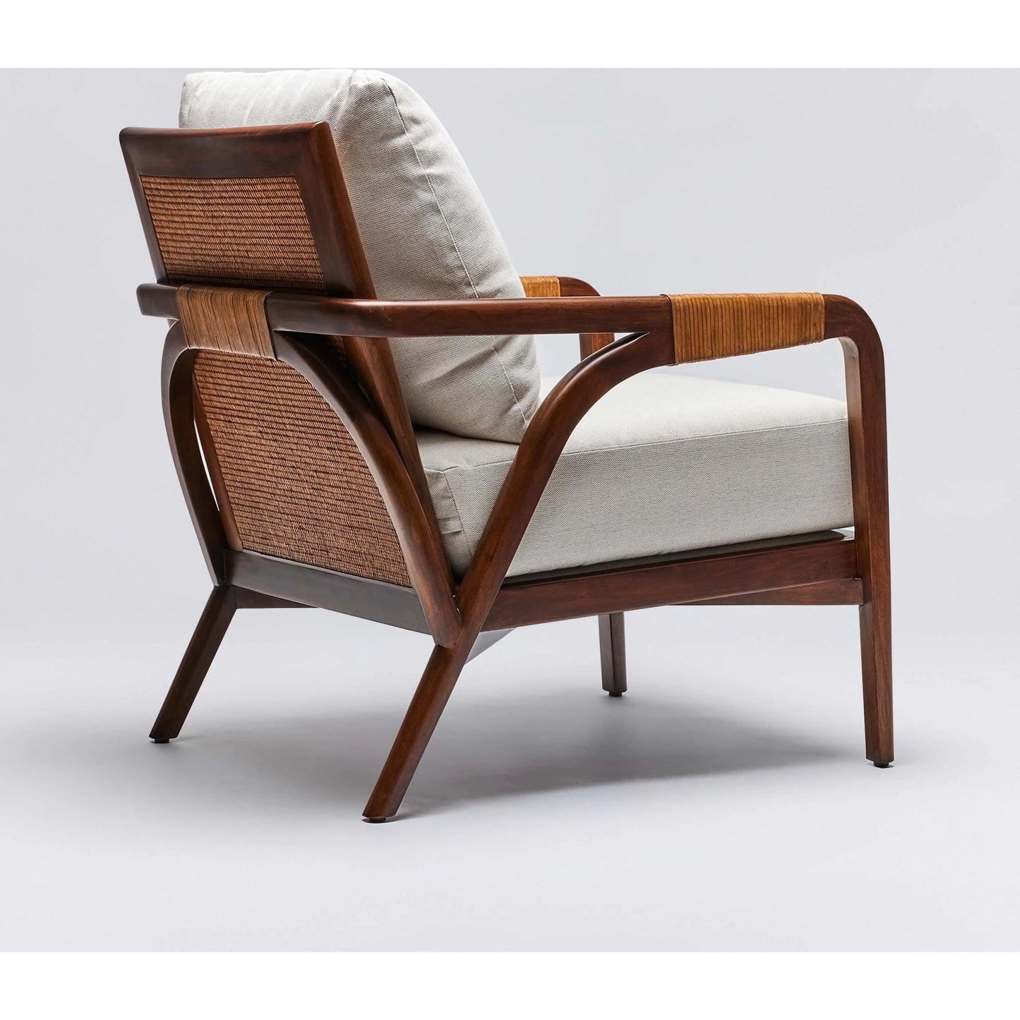 013 SI-2122848 | Additional Silo | Delray Lounge Chair by Interlude Home. Made from mahogany, rattan, leather, flax weave in a modern style.