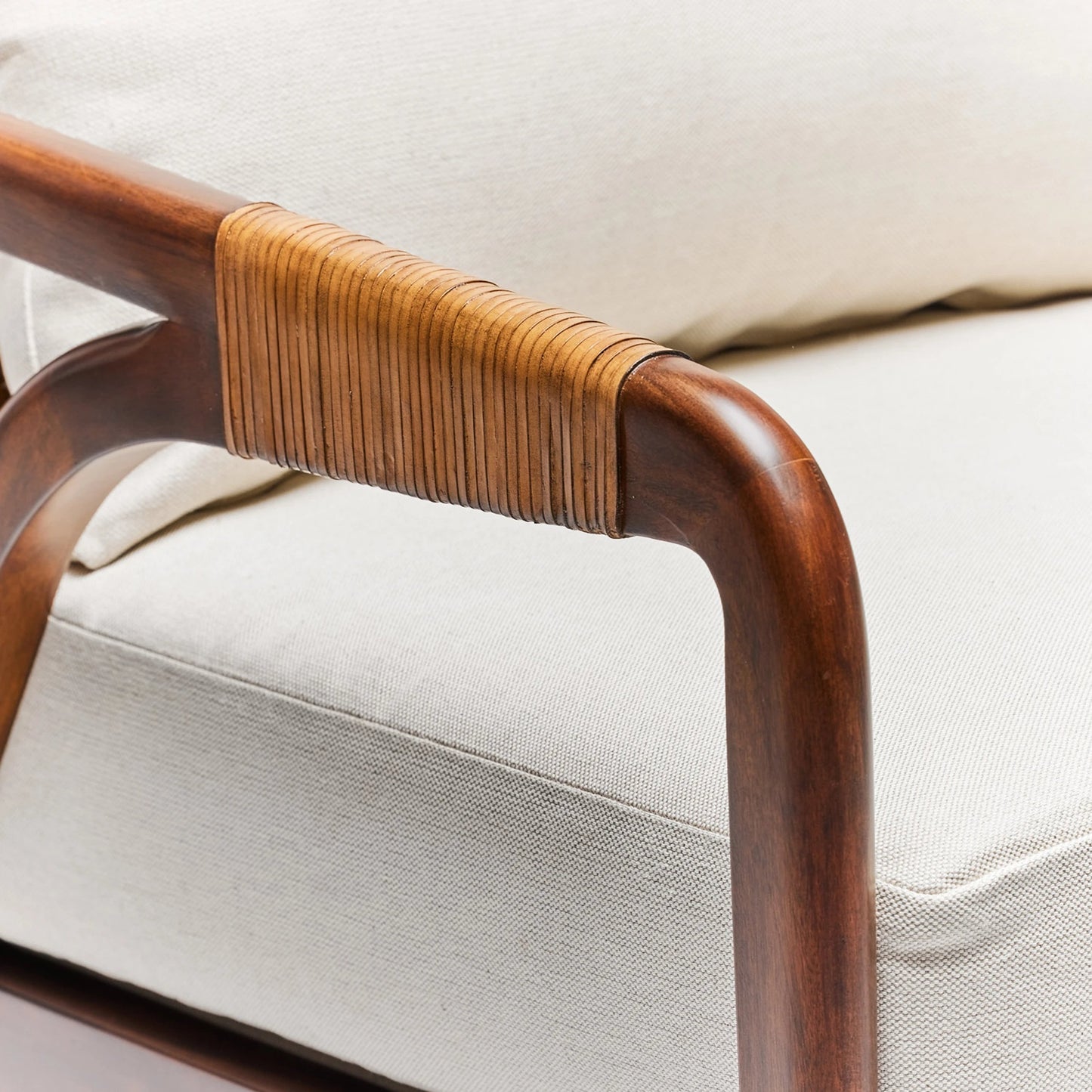 010 SI-2122848 | Additional Silo | Delray Lounge Chair by Interlude Home. Made from mahogany, rattan, leather, flax weave in a modern style.