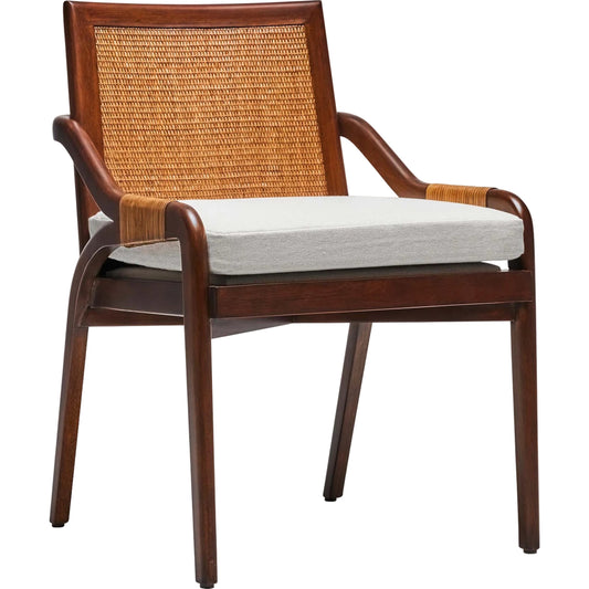 Delray Side Chair by Interlude Home. Made from mahogany, rattan, leather, flax weave in a cottage & farmhouse style.
