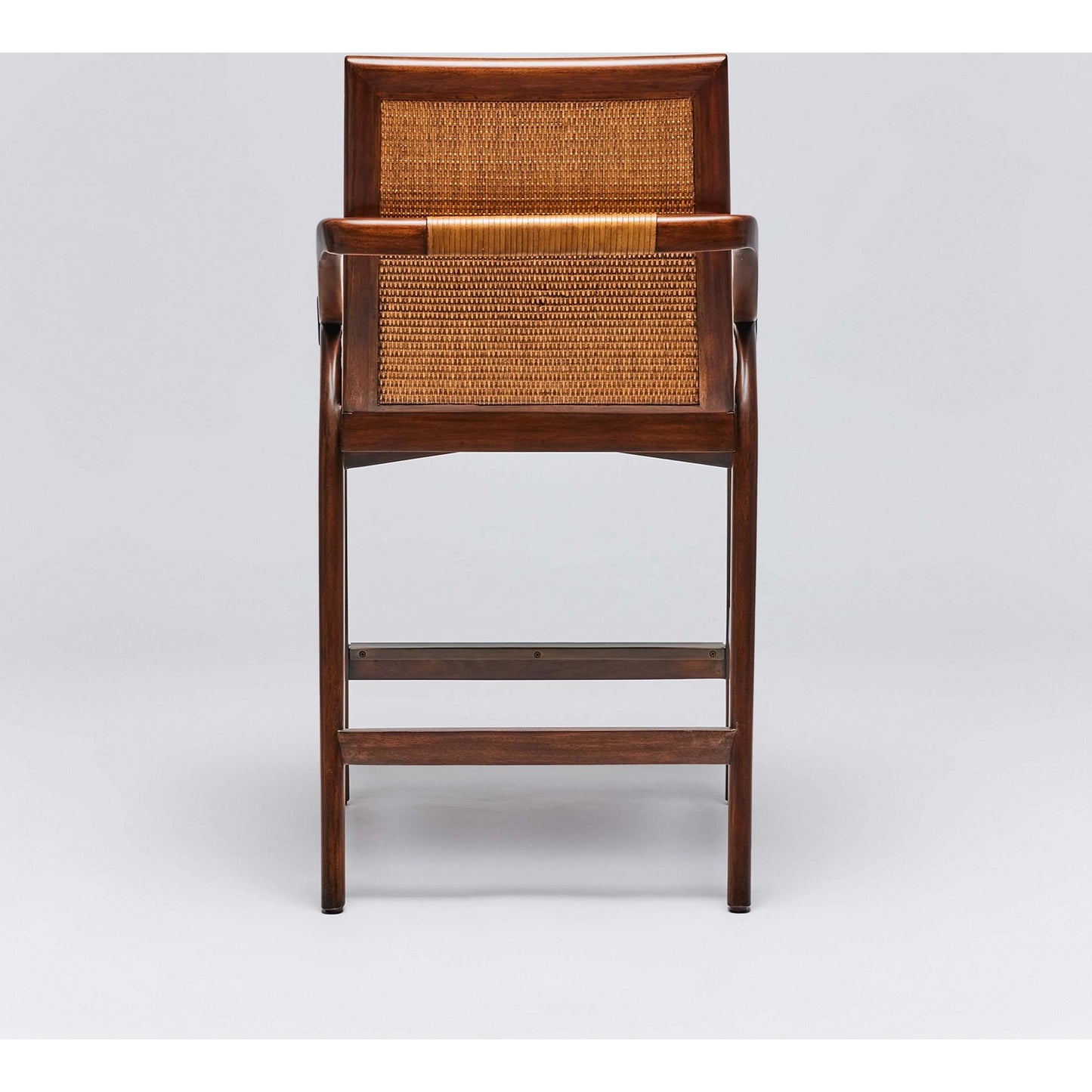 012 SI-2122846 | Additional Silo | Delray Counter Stool by Interlude Home. Made from mahogany, rattan, leather, metal, flax weave in a cottage & farmhouse style.