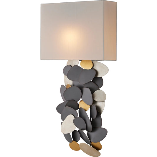 001 SI-2191787 | Primary Silo | Moon Dust Wall Sconce by Currey and Company in hiroshi gray, contemporary gold leaf, contemporary silver leaf. Made from wrought iron in a modern style.