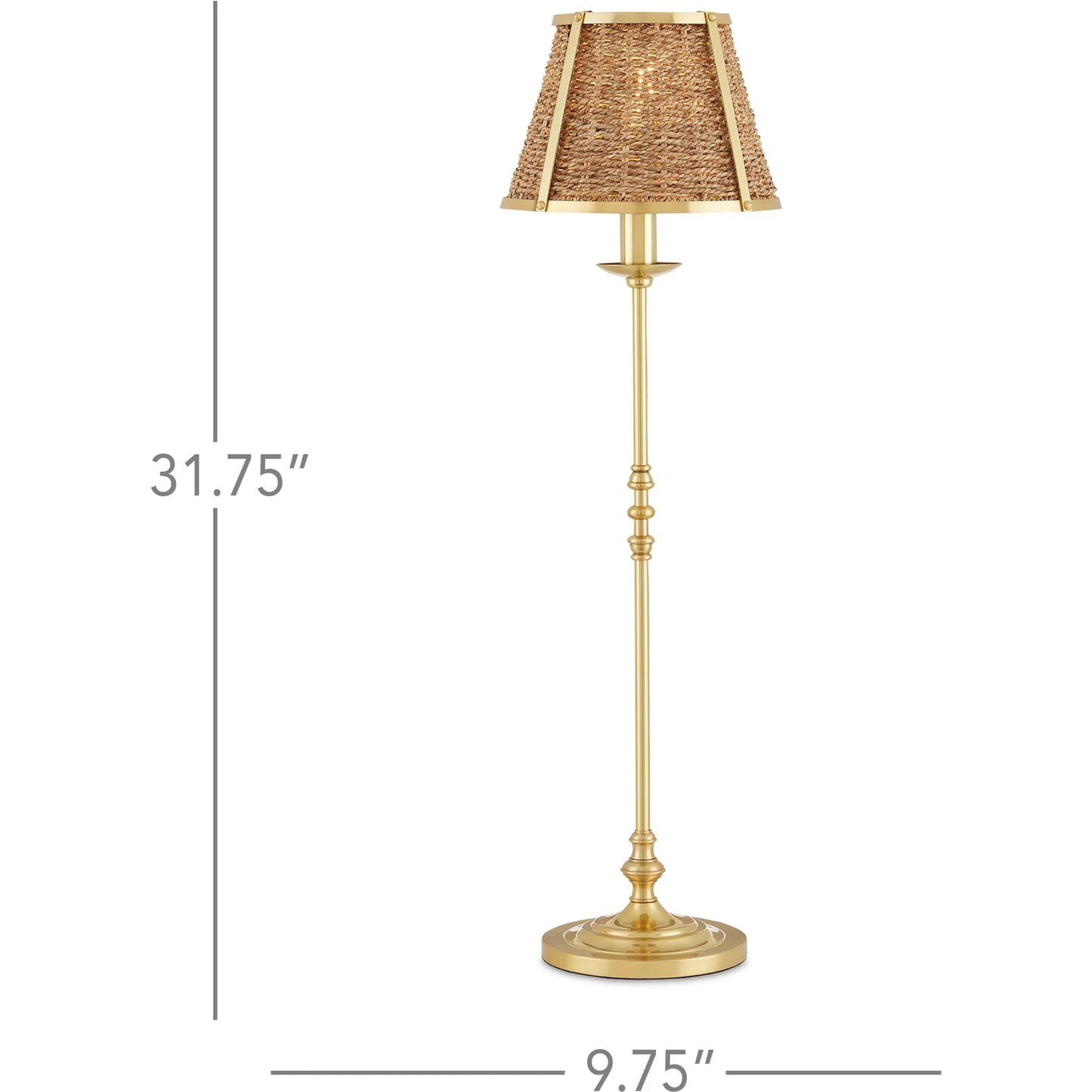 009 SI-2133904 | Lifestyle | Deauville Table Lamp by Currey and Company in polished brass, natural. Made from metal, seagrass in a cottage & farmhouse style.