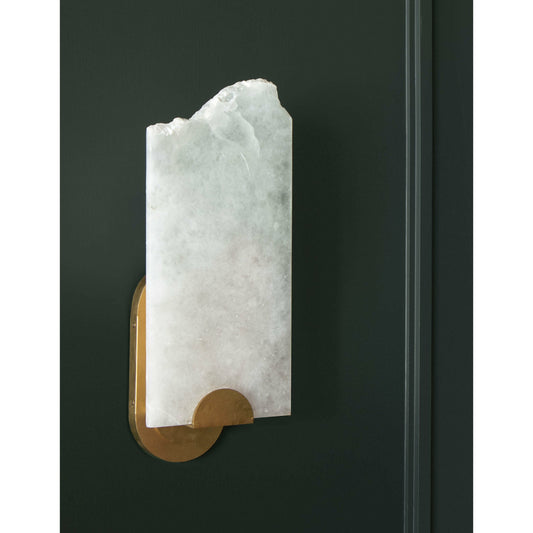 Jonah Alabaster Sconce by Regina Andrew in gold and natural stone. Made from alabaster in a modern style.