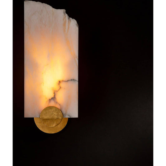 Jonah Alabaster Sconce by Regina Andrew in gold and natural stone. Made from alabaster in a modern style.