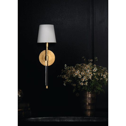 Auburn Crystal Sconce by Regina Andrew in gold leaf. Made from crystal in a modern style.