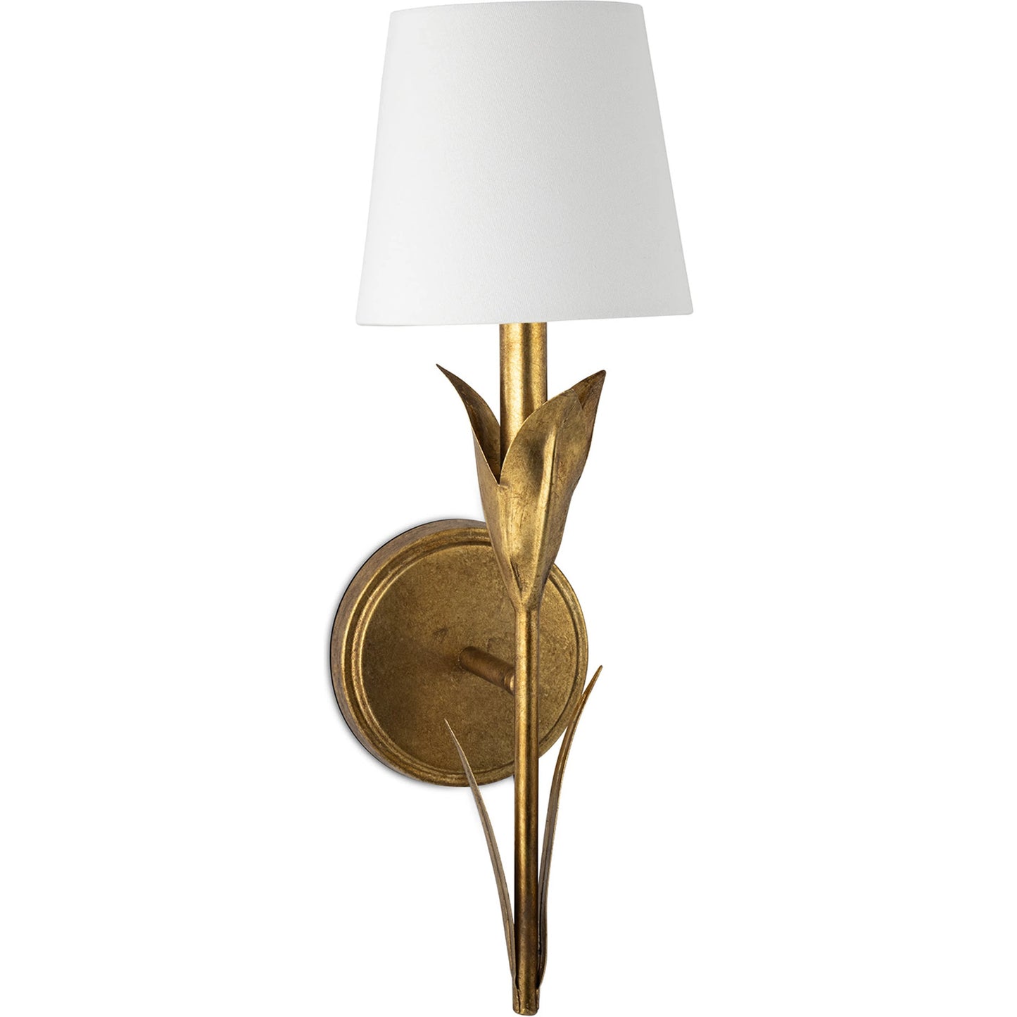 001 SI-2002210 | Primary Silo | River Reed Sconce Single by Regina Andrew in antique gold. Made from steel in a modern style.