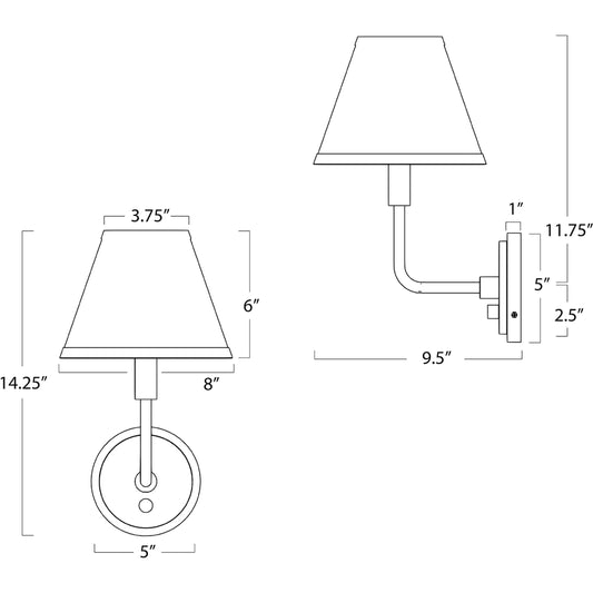 Polly Sconce Single, Rattan by Regina Andrew. Made from steel in a modern style.