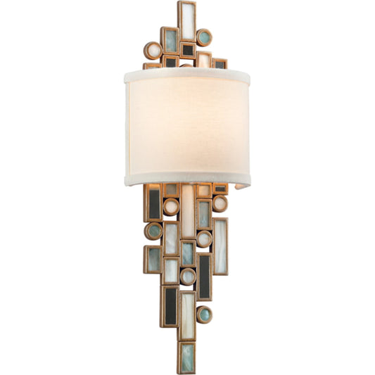 001 S-308454 | Primary Silo | Dolcetti Wall Sconce with Shade by Corbett in dolcetti silver. Made from hand-worked iron in a transitional style.