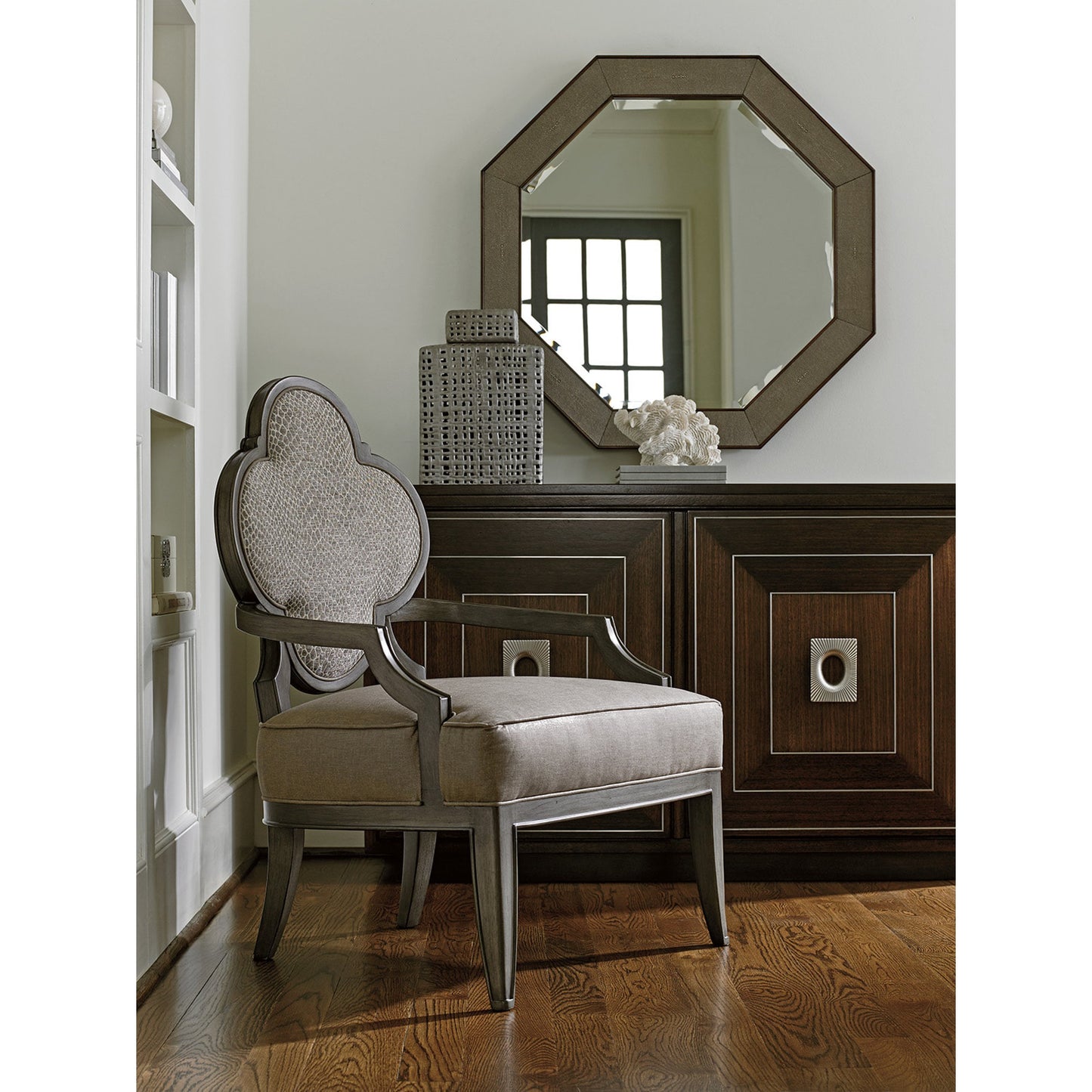 003 SR-835621 | Lifestyle | Riva Octagonal Mirror by Lexington. Made from unique in a transitional style.
