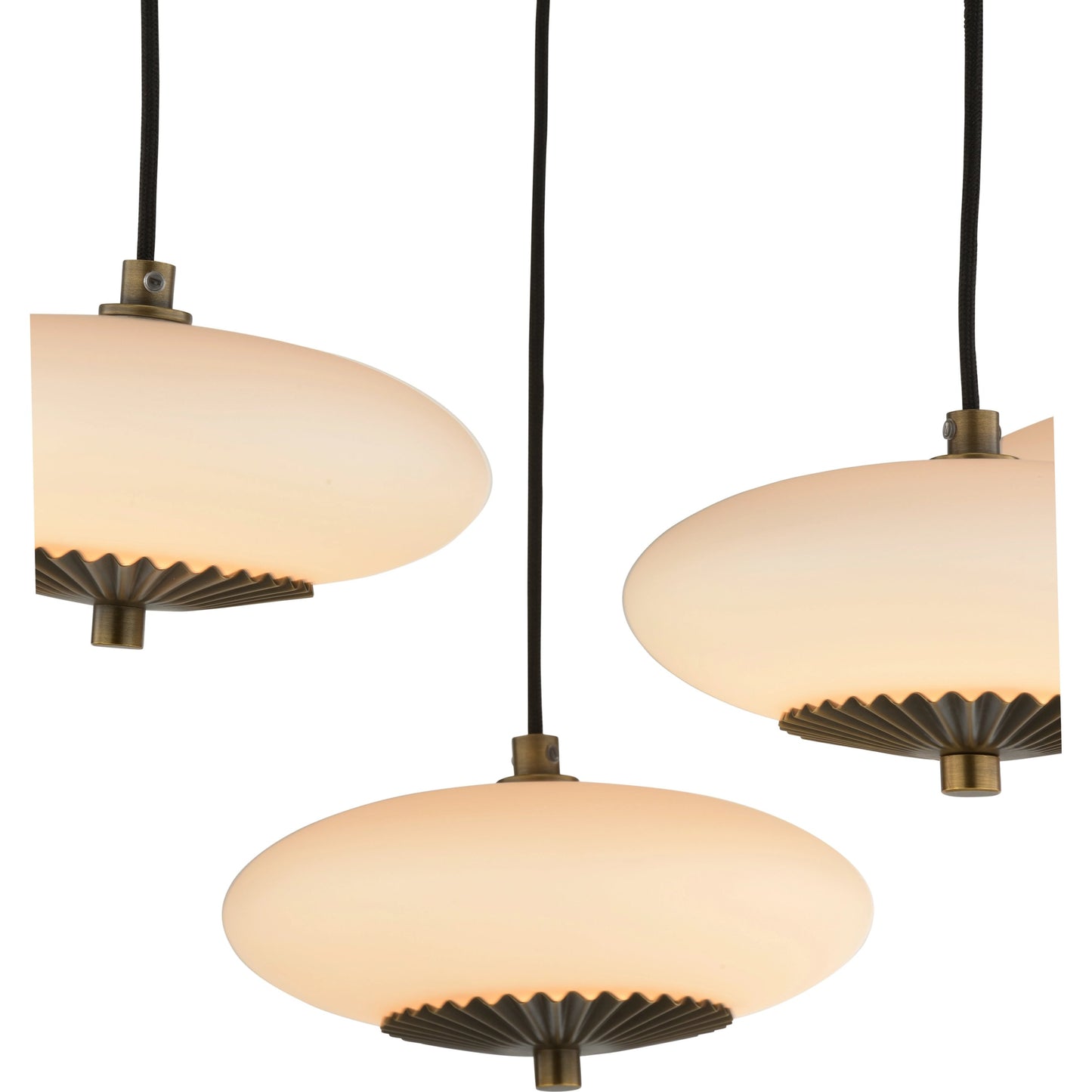 002 SI-2104304 | Additional Silo | Collier Chandelier by Wildwood in antique brass, black, milk. Made from unique in a modern style.