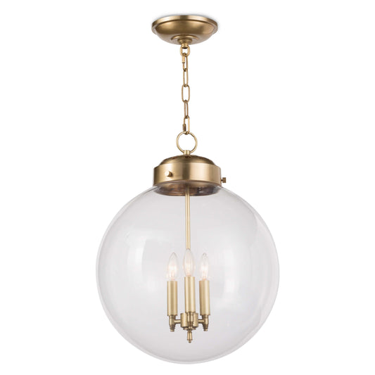 Globe Pendant in Natural Brass by Regina Andrew in brass and natural brass. Made from cast zinc in a traditional style.